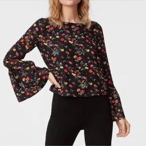 Club Monaco Floral Long Bell Sleeve Blouse